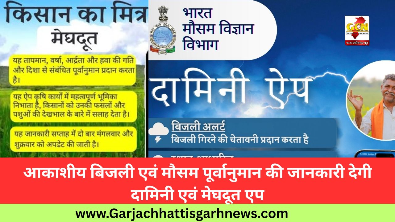 आकाशीय बिजली एवं मौसम पूर्वानुमान की जानकारी देगी दामिनी एवं मेघदूत एप