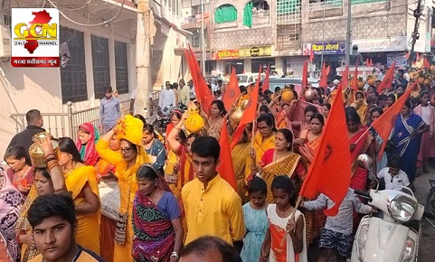 अयोध्या आमंत्रण के  अक्षत वितरण के साथ निकली कलश यात्रा