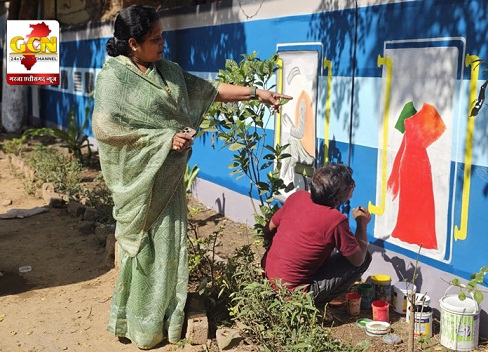 मोती बाल उद्यान में कराई जा रही आकर्षक चित्रकारी मोती बाल उद्यान में कराई जा रही आकर्षक चित्रकारी